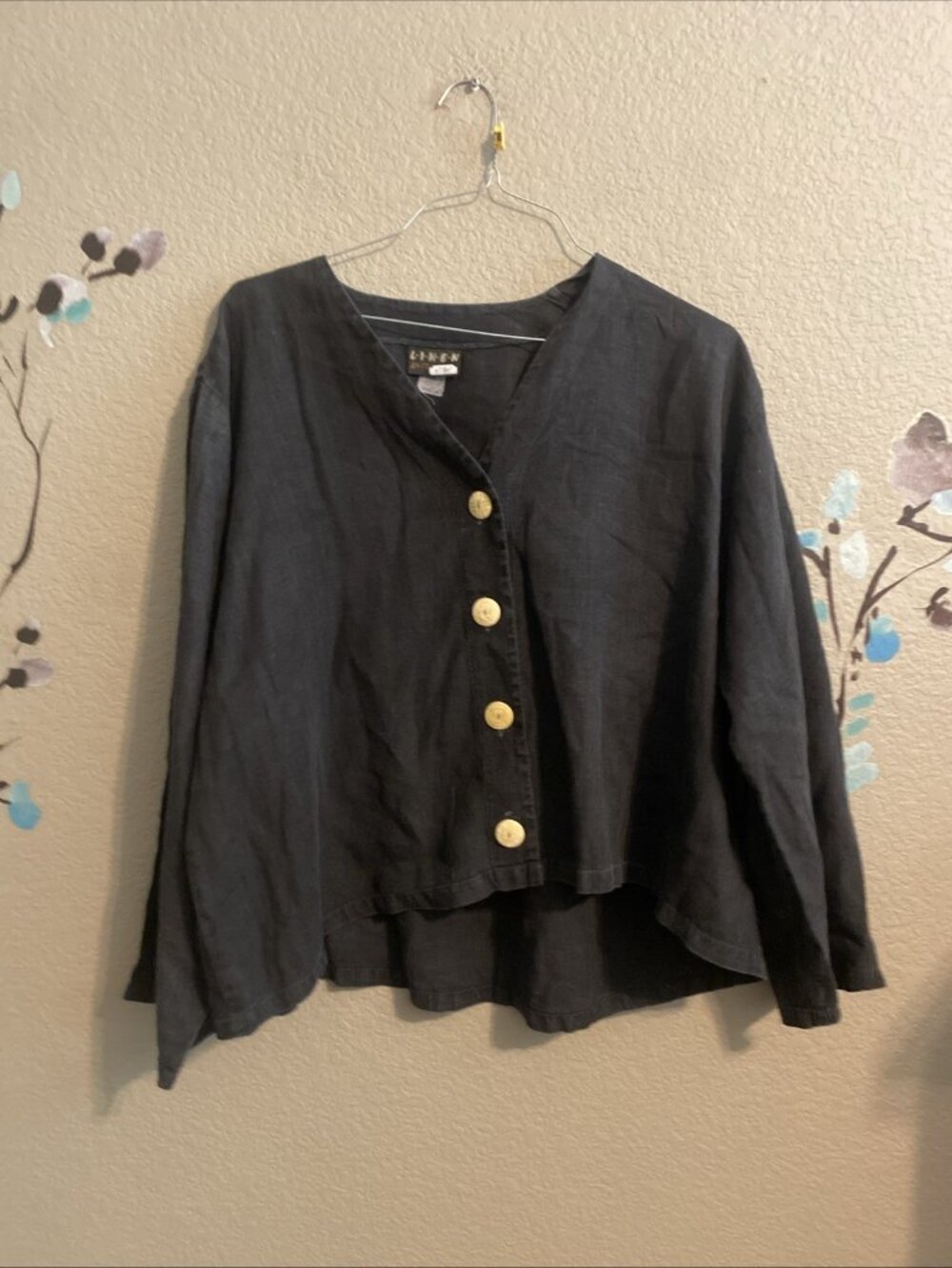 l*i*n*e*n By Liz And James vintage lagenlook Button Down Top L  OS